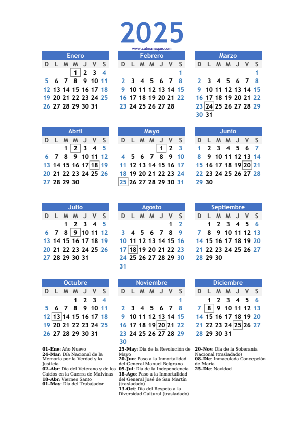 Calendario 2025 #10 — Argentina — Calmanaque