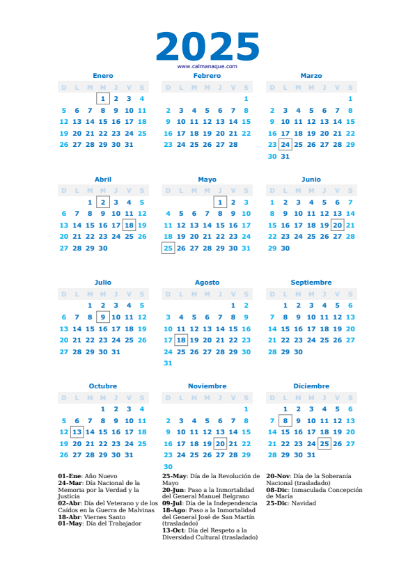Calendario 2025 #40 — Argentina — Calmanaque