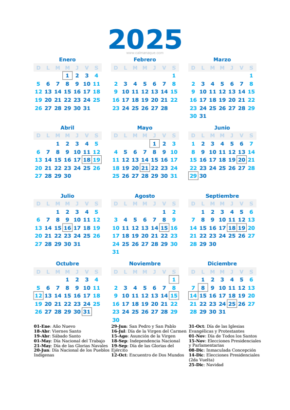 Calendario 2025 #40 — Chile — Calmanaque