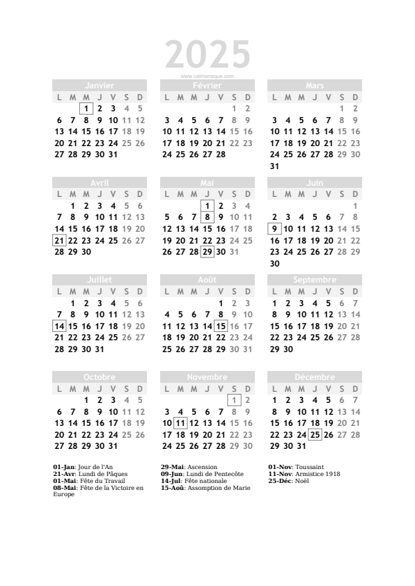 Calendario 2025 #20 — France — Calmanaque