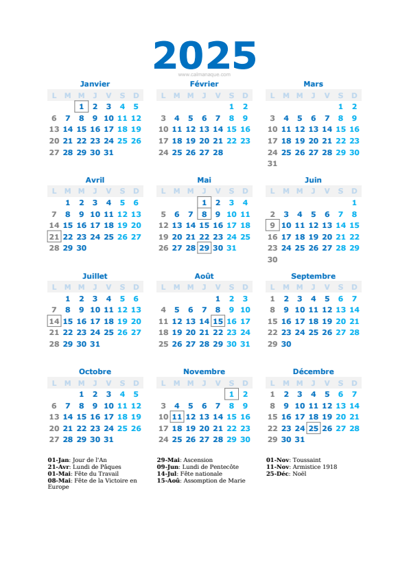 Calendario 2025 #40 — France — Calmanaque