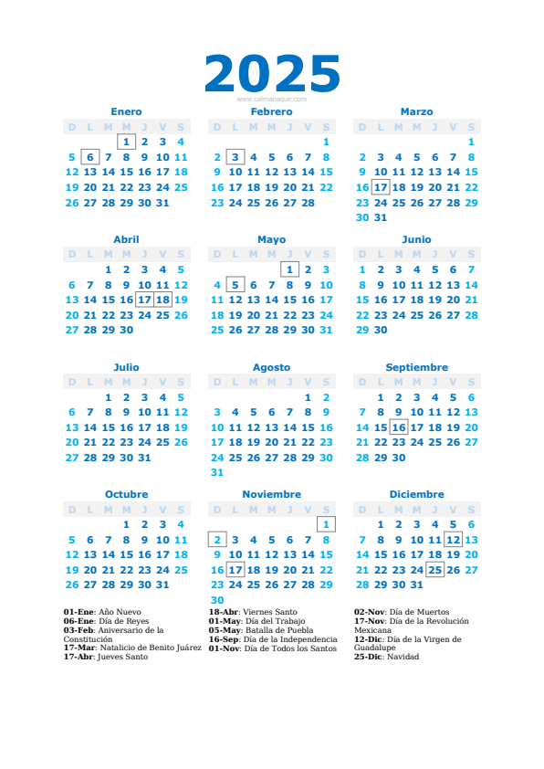 Calendario 2025 #40 — México — Calmanaque